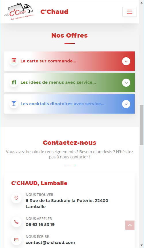 Site Web C-Chaud.com Version Smartphone
